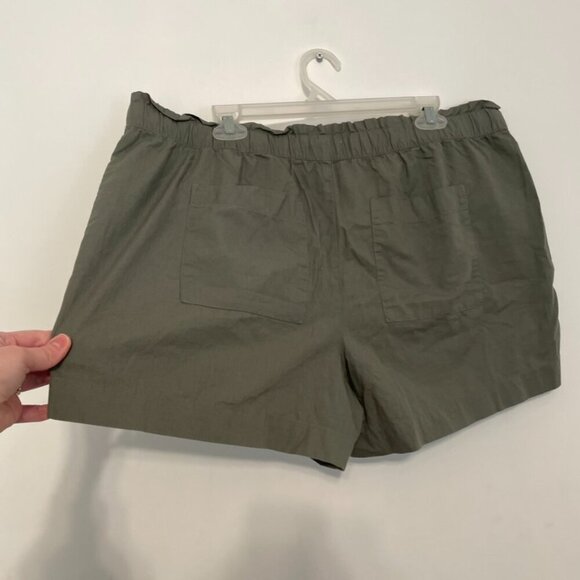 ANN TAYLOR LOFT Olive Green High Rise Drawstring Cotton Pull On Paperbag Shorts - Picture 12 of 15